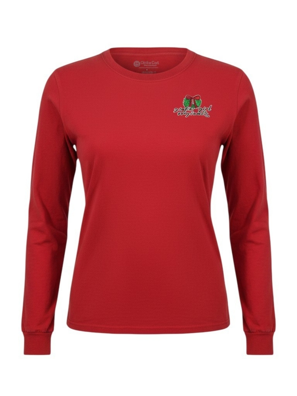 Women’s Red Long-Sleeve Crewneck Top - L - ** READ